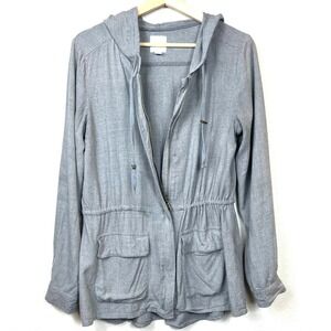 Sunday Women's Utility Jacket Long Sleeve Zip Up Hood Bella Swan Size Small Gray
